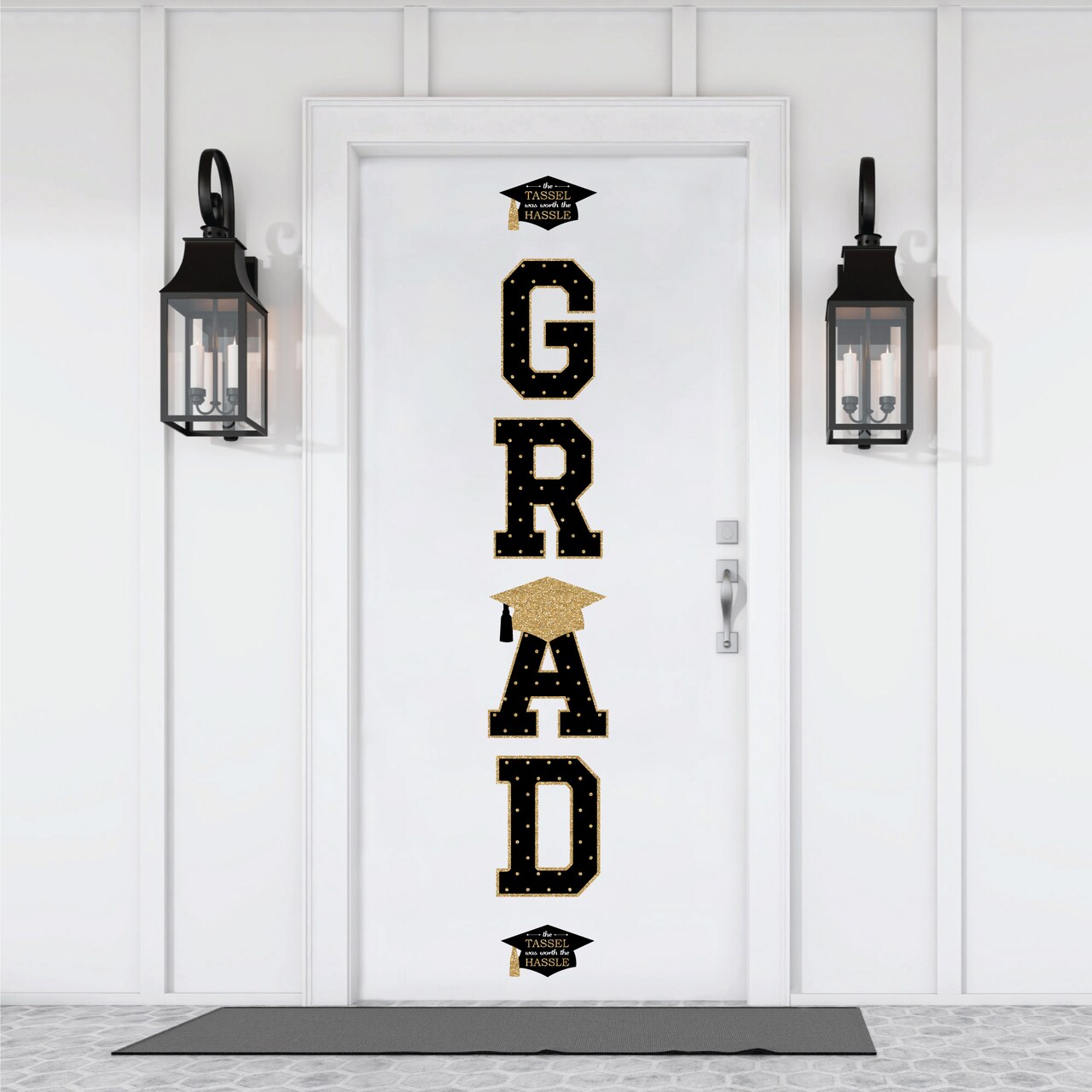 Big Dot of Happiness Gold Graduation Party Decor - Vinyl Wall Decals - Grad